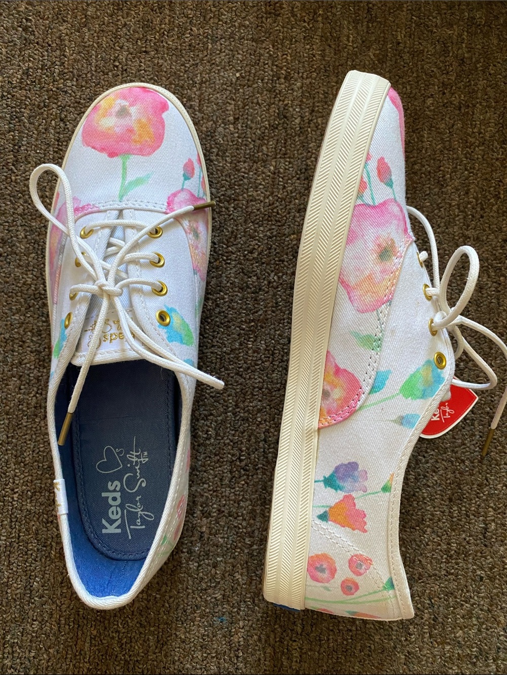 BRAND NEW WOMENS FLORAL WHITE KEDS SHOES